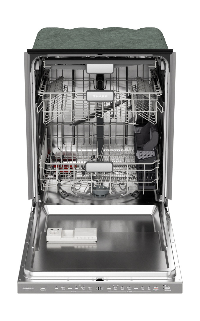 Sharp 24 in. Slide-In Smart Dishwasher (SDW6767HS) open head on drawers closed