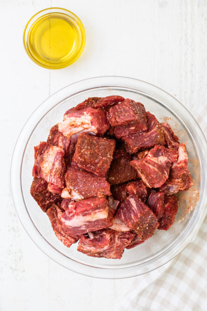 Beef cubed with marinate