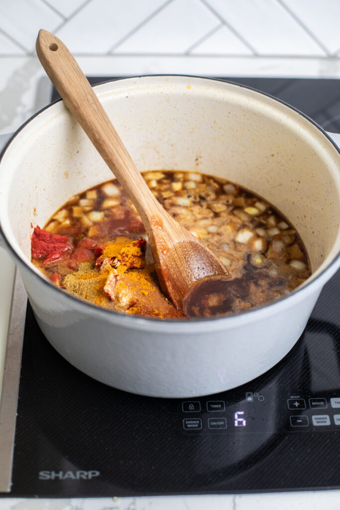 broth being made on sharp cooktop