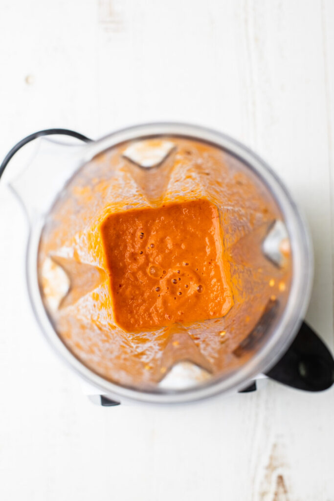 Tomato and Chile mixture in a blender