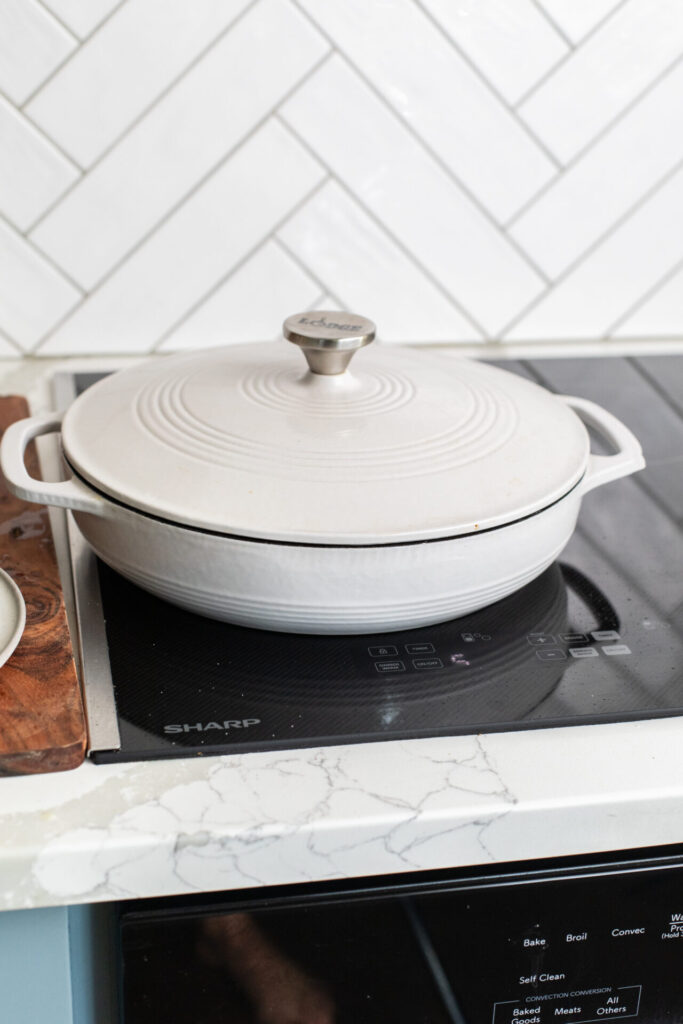 Covered pan on a Sharp Induction Cooktop