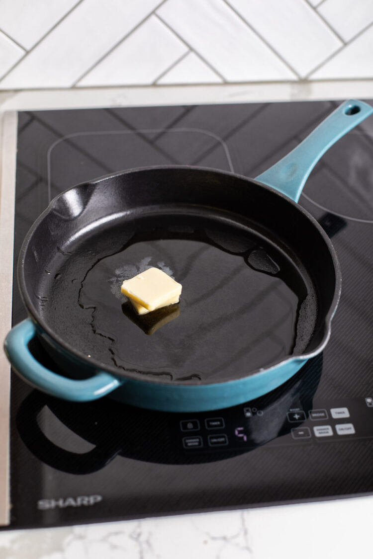 butter melting in a pan on a sharp induction cooktop