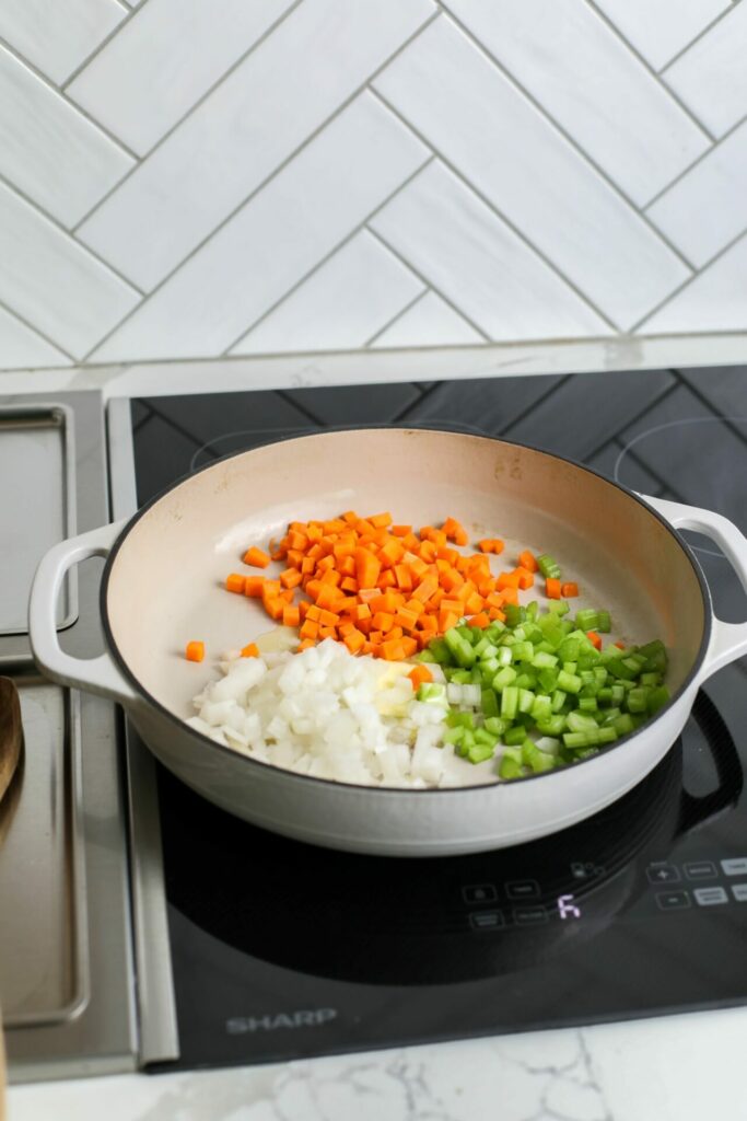 vegetables cooking in sauce pan