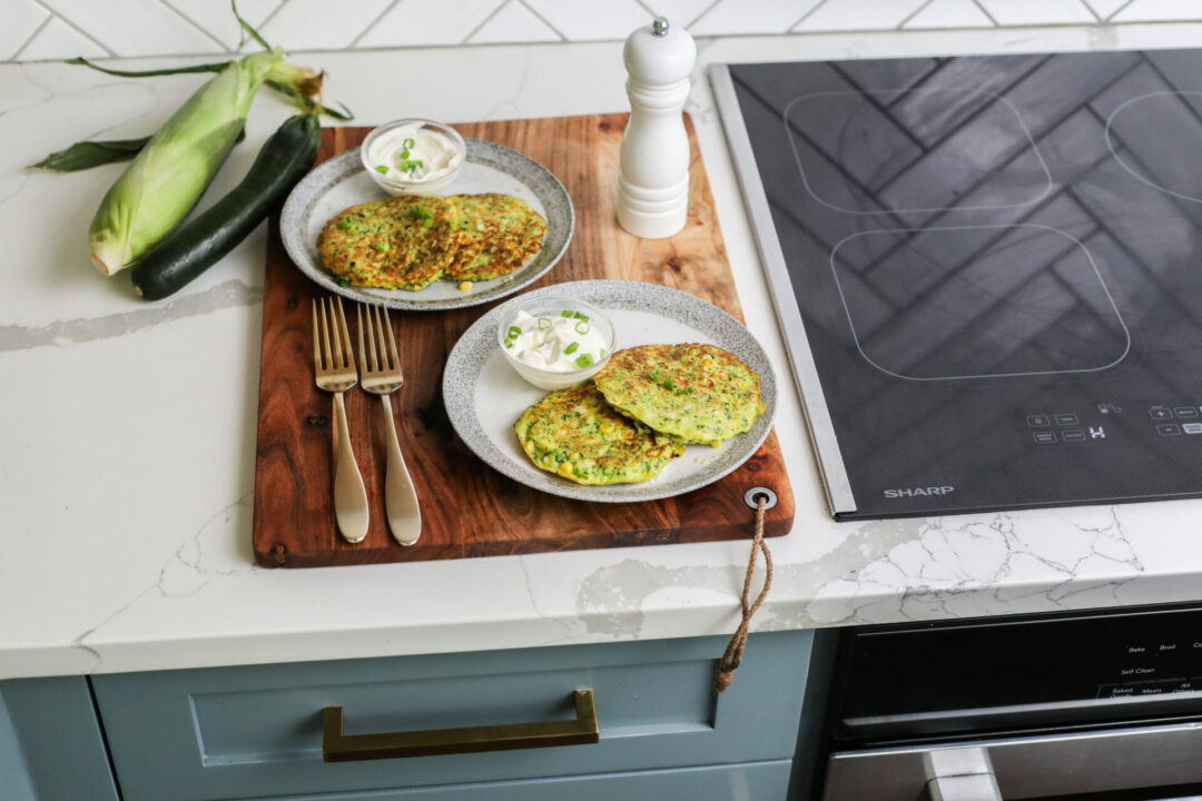 Zucchini and Corn Fritters on a Sharp Induction Cooktop SCH3042GB