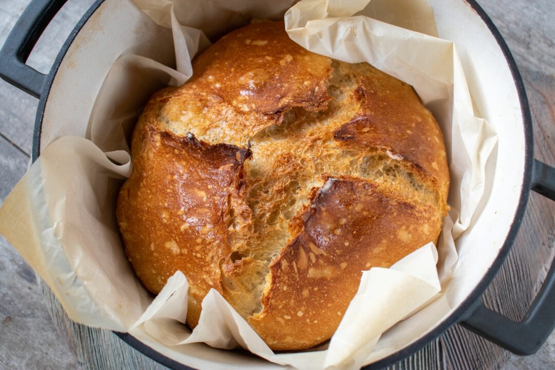 sourdough bread in a dutch oven