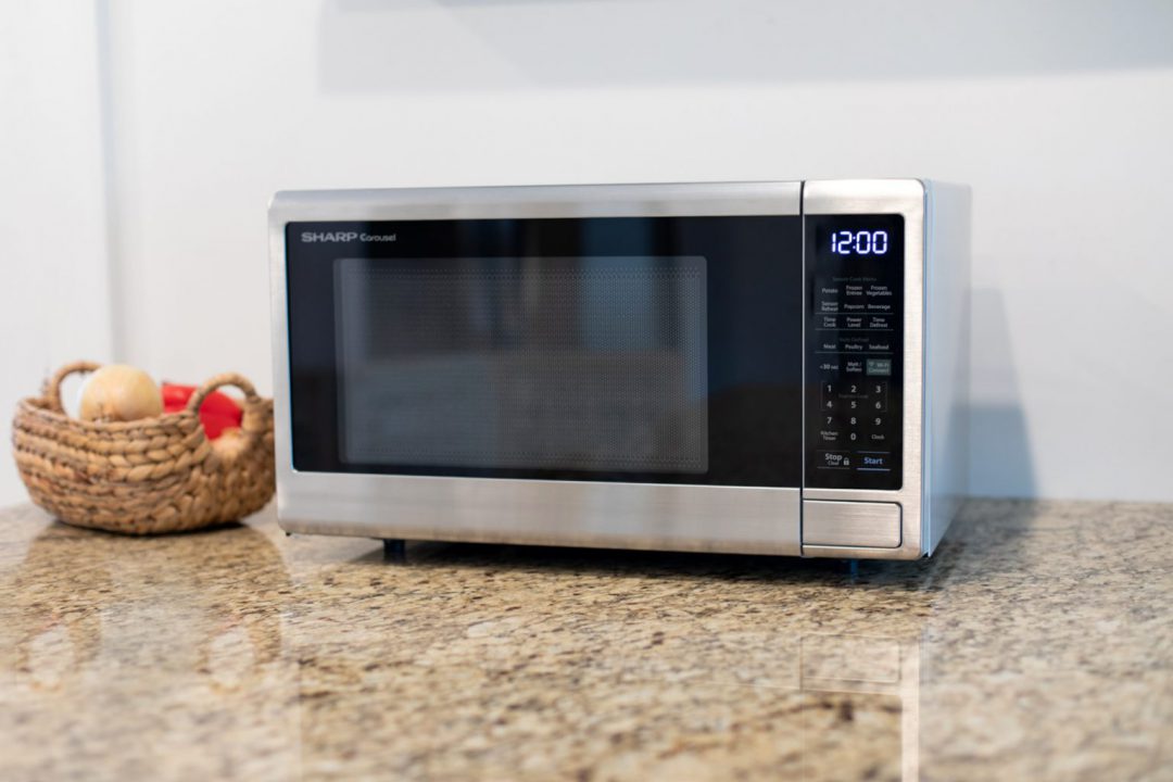 Sharp Smart Countertop Microwave Oven on a kitchen counter