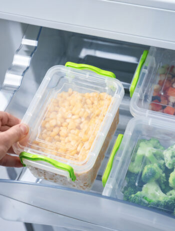 putting a food container in the fridge