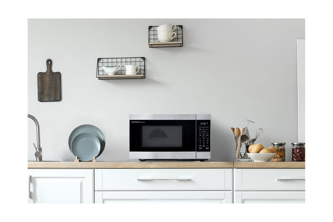 Sharp countertop microwave oven on kitchen counter