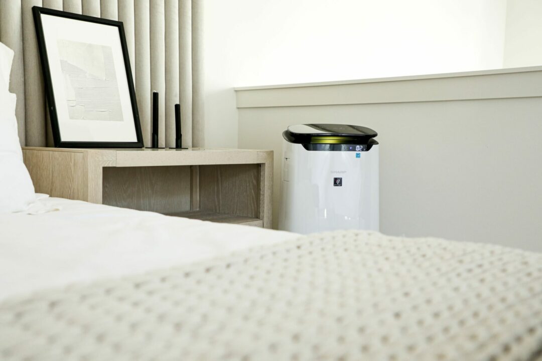 The Sharp Smart Plasmacluster Ion Air Purifier with True HEPA for Extra Large Rooms (FXJ80UW) in the Simply Serenbe Model Home.