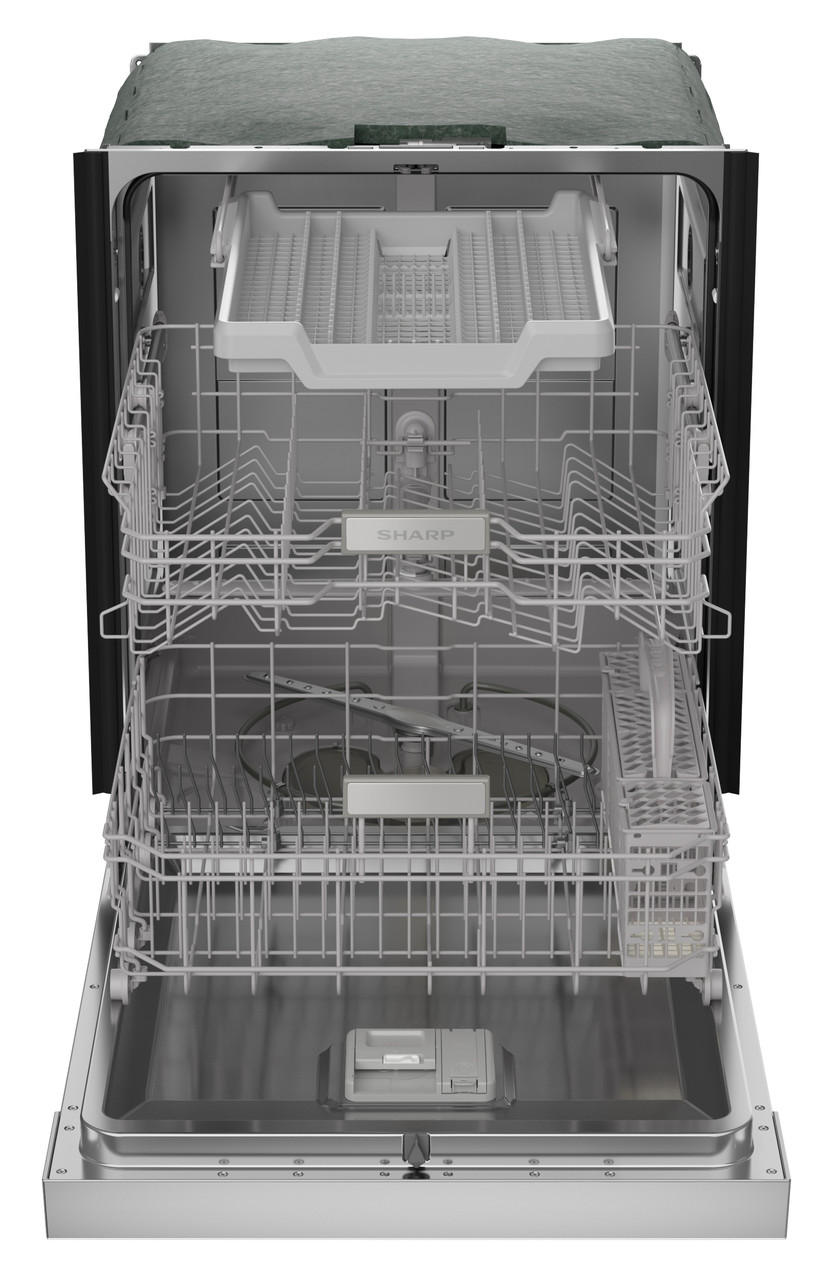 24 in. Slide-In Stainless Steel Hybrid Dishwasher (SDW6506JS) head on open