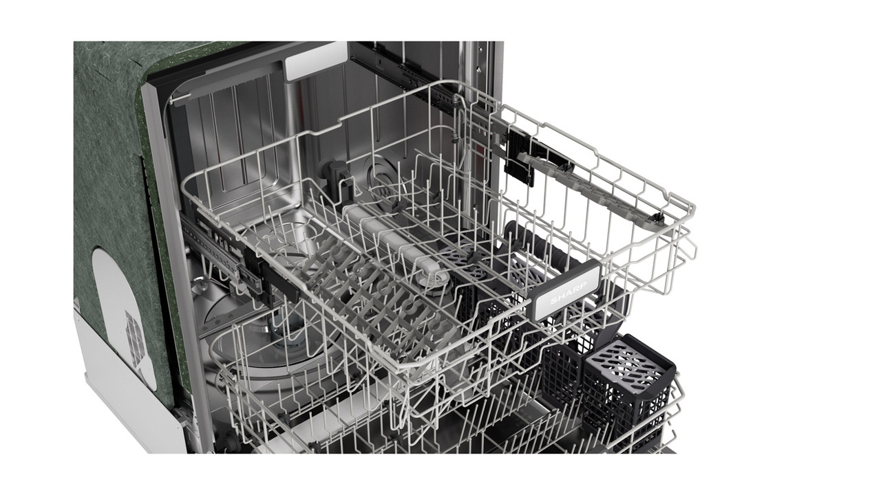 Sharp 24 in. Slide-In Smart Dishwasher (SDW6767HS) open top