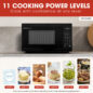0.7 cu. ft. 700W Black Carousel Countertop Microwave Oven (SMC0760KB) cooking power levels infographic