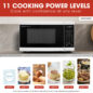 0.7 cu. ft. 700W White Carousel Countertop Microwave Oven (SMC0760KB) cooking power levels infographic