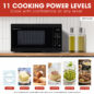 1.1 cu. ft. Black Carousel Countertop Microwave Oven (SMC1161KB) cooking power levels infographic