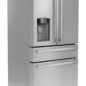 Sharp French 4-Door Counter-Depth Refrigerator with Water Dispenser (SJG2254FS) right angle view