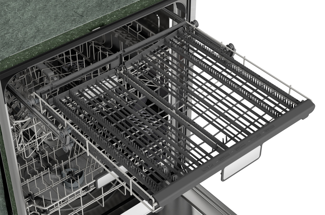 Sharp 24 in. Slide-In Stainless Steel Pocket Dishwasher (SDW6747GS) - Interior Top Utensil Rack Filled