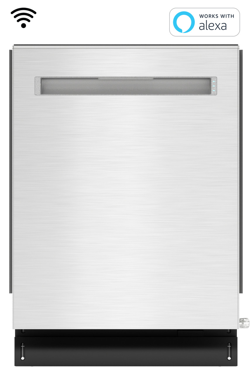 Sharp 24 in. Slide-In Smart Dishwasher (SDW6767HS) Head On with badges