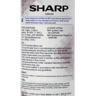 Replacement Water Filter for Sharp SJF2955MS and SJF2955KS Refrigerator (SJWF300) Water Filter Head On