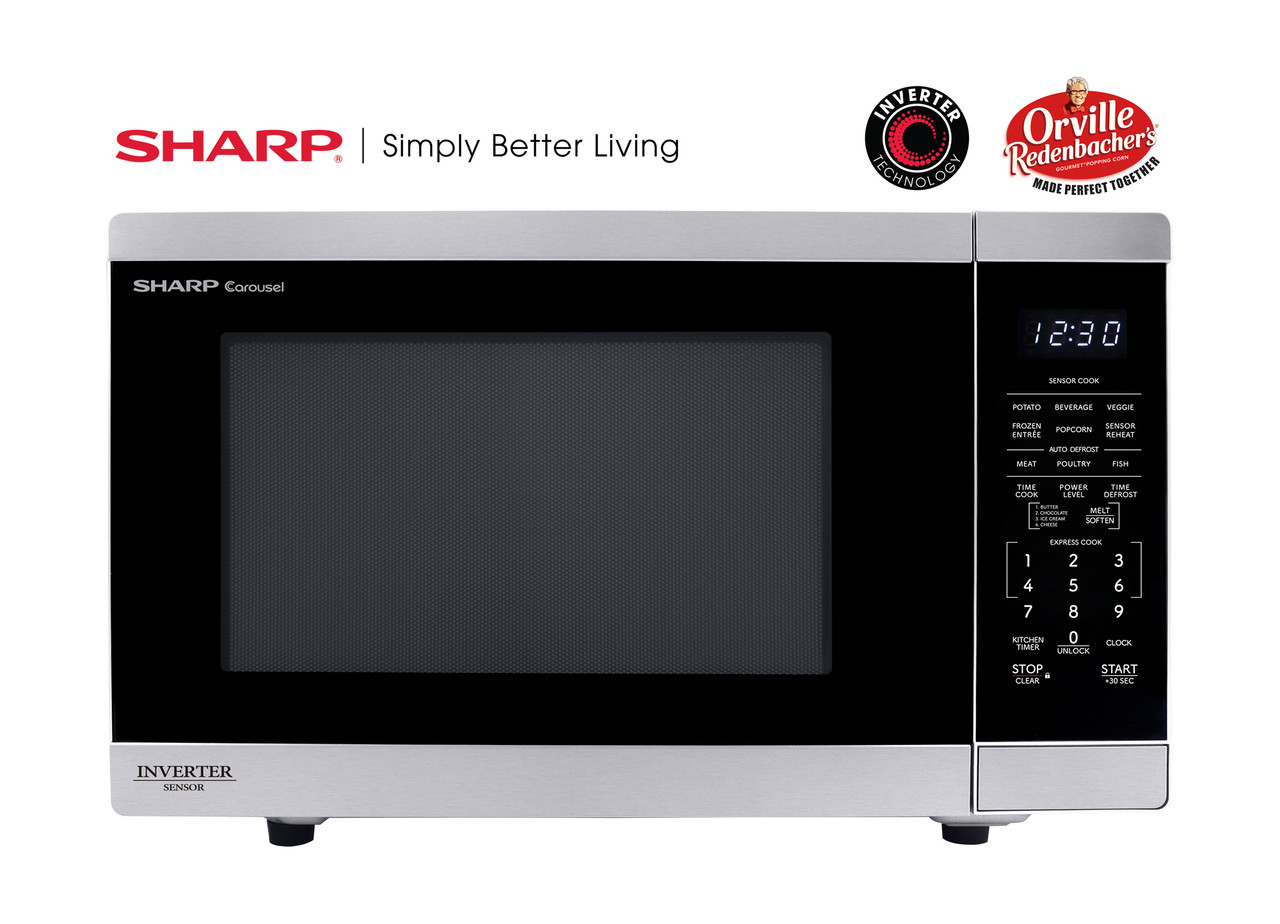 Sharp 1.4 cu. ft. 1100W Stainless Steel Countertop Microwave Oven with Inverter Technology (SMC1464KS) head on cobranded