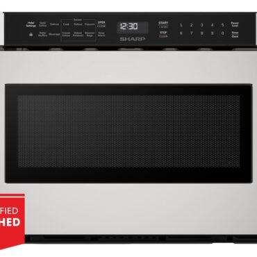 24 in. Built-In Stainless Steel Microwave Drawer Oven (SMD2440JS) head on with refurbished badge