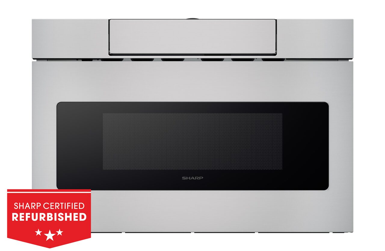 Sharp SMD2470ASY 24-inch Stainless Steel Microwave Drawer Head On with Refurbished Badge