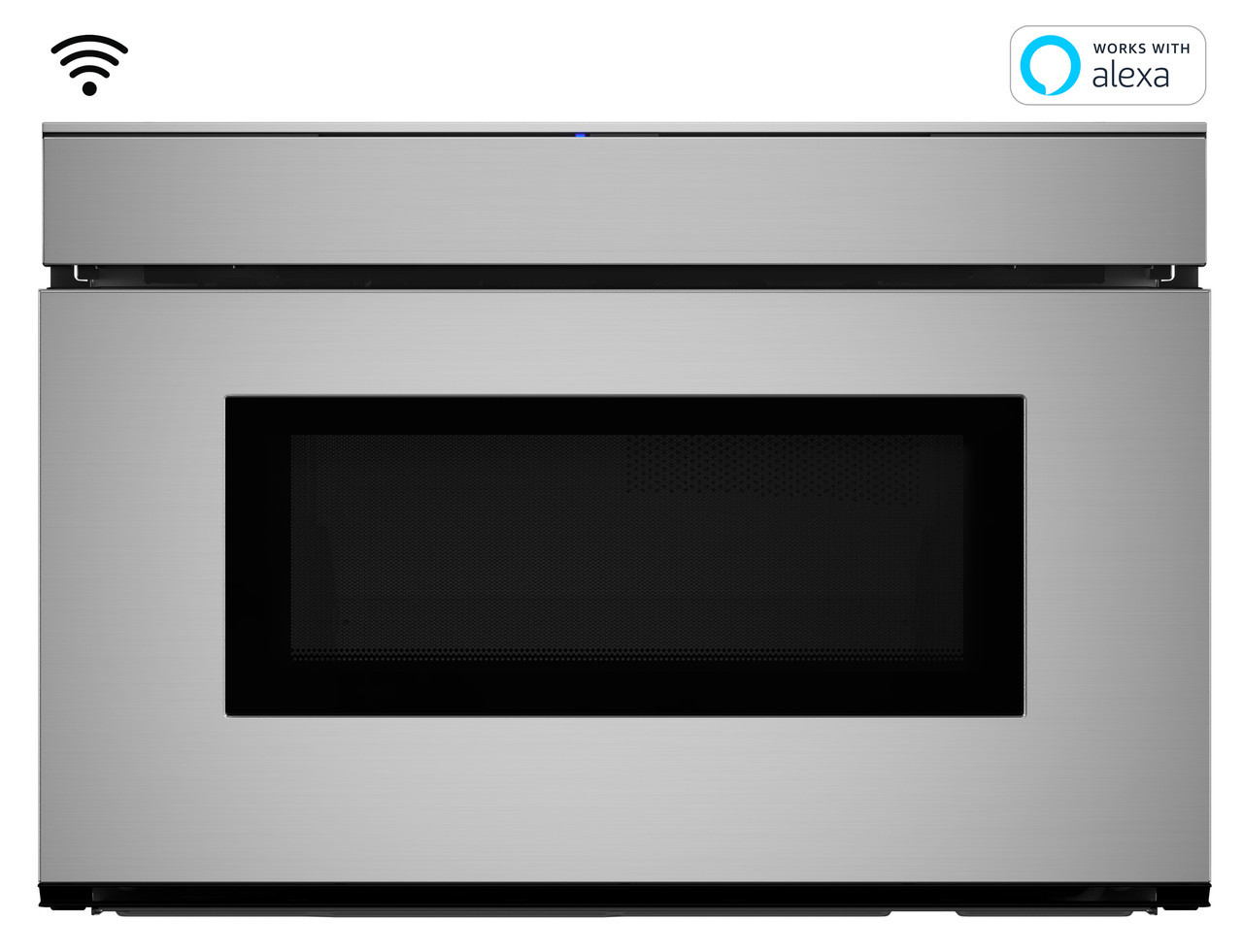 24 in. Smart Microwave Drawer Oven (SMD2479JS) Head On w/ Badges