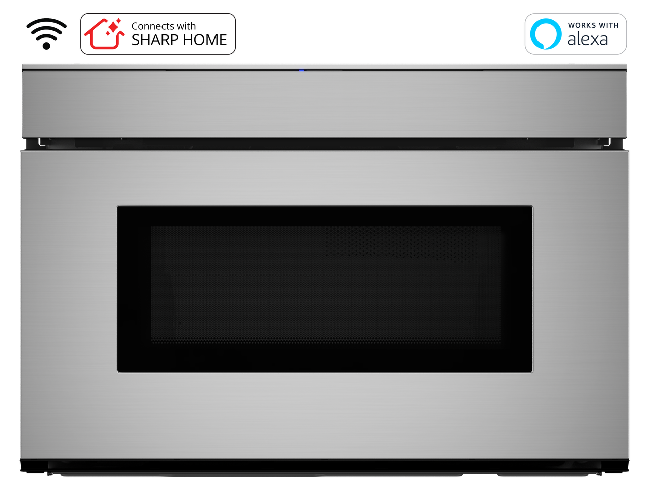 24 in. Smart Microwave Drawer Oven (SMD2479JS) Head On w/ Badges