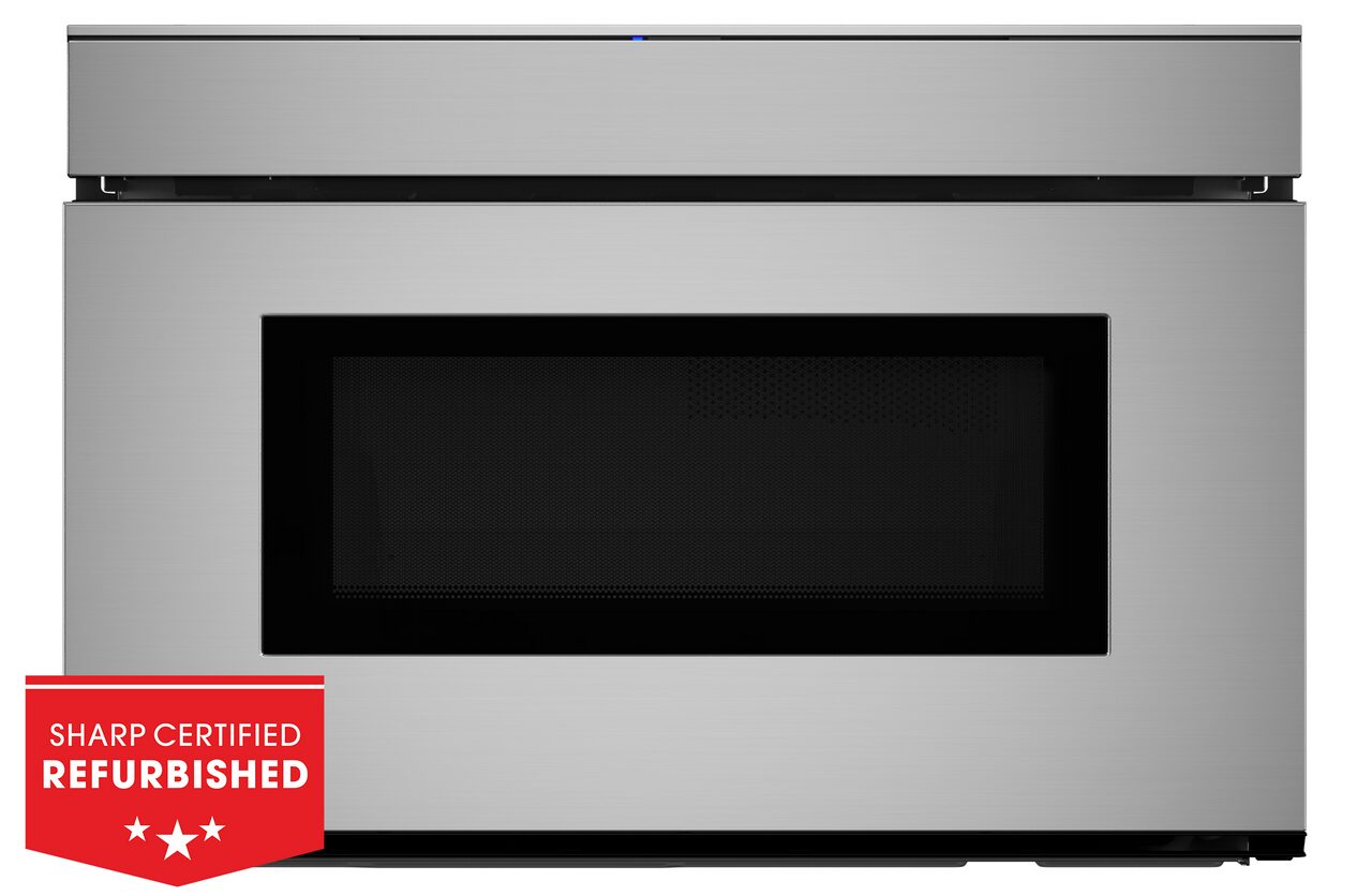 24 in. Smart Microwave Drawer Oven (SMD2479JS) Head On w/ Refurbished Badge