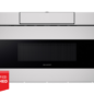 30 in. 1.2 cu. ft. 950W Sharp Stainless Steel Microwave Drawer Oven (SMD3070ASY) head on with refurbished badge