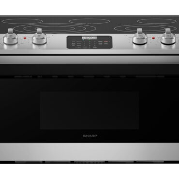 Smart Radiant Rangetop with Microwave Drawer™ Oven (STR3065HS) head on with cooktop view