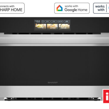 Sharp Celerity™ High-Speed Oven (SWA3099MS) Head on shot with badges