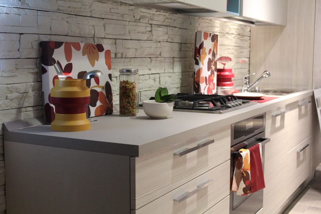 Modern kitchen design with fall decor.