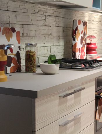 Modern kitchen design with fall decor.
