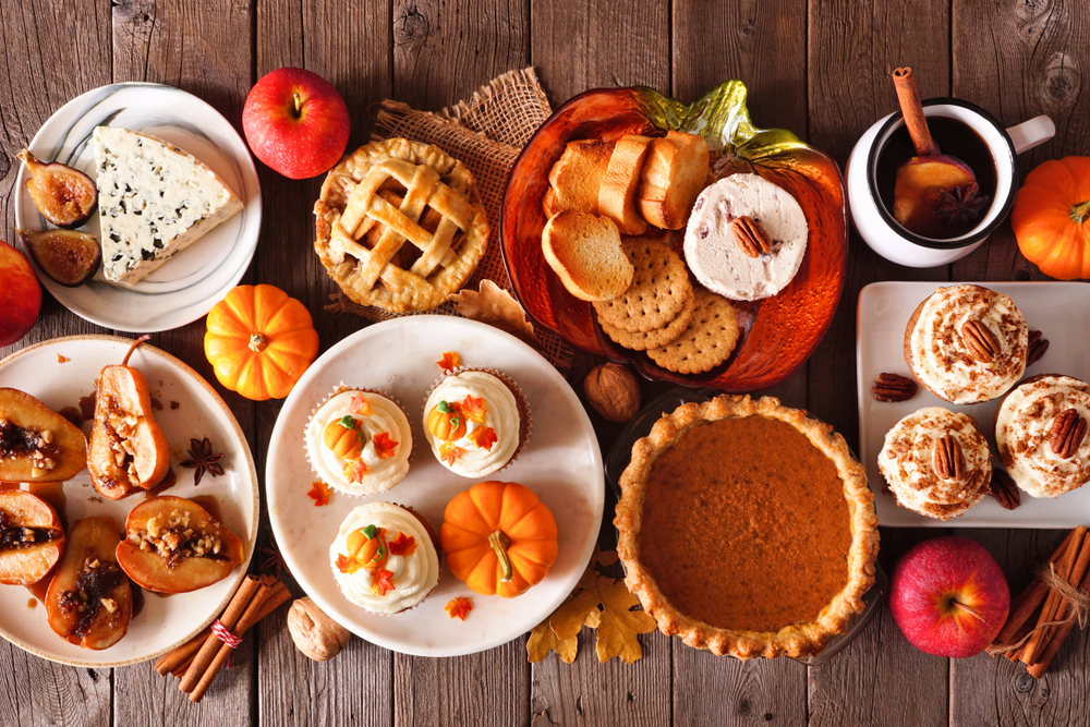 assortment of Fall-themed desserts