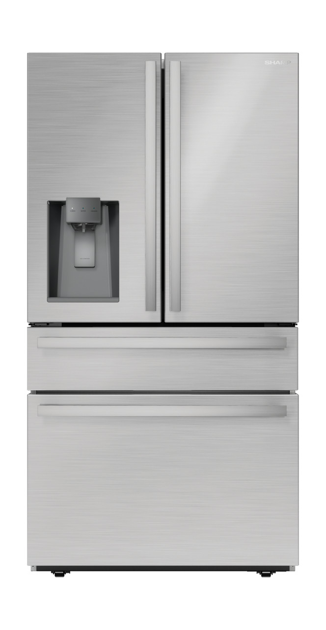 Sharp French 4-Door Counter-Depth Refrigerator with Water Dispenser (SJG2254FS) head on