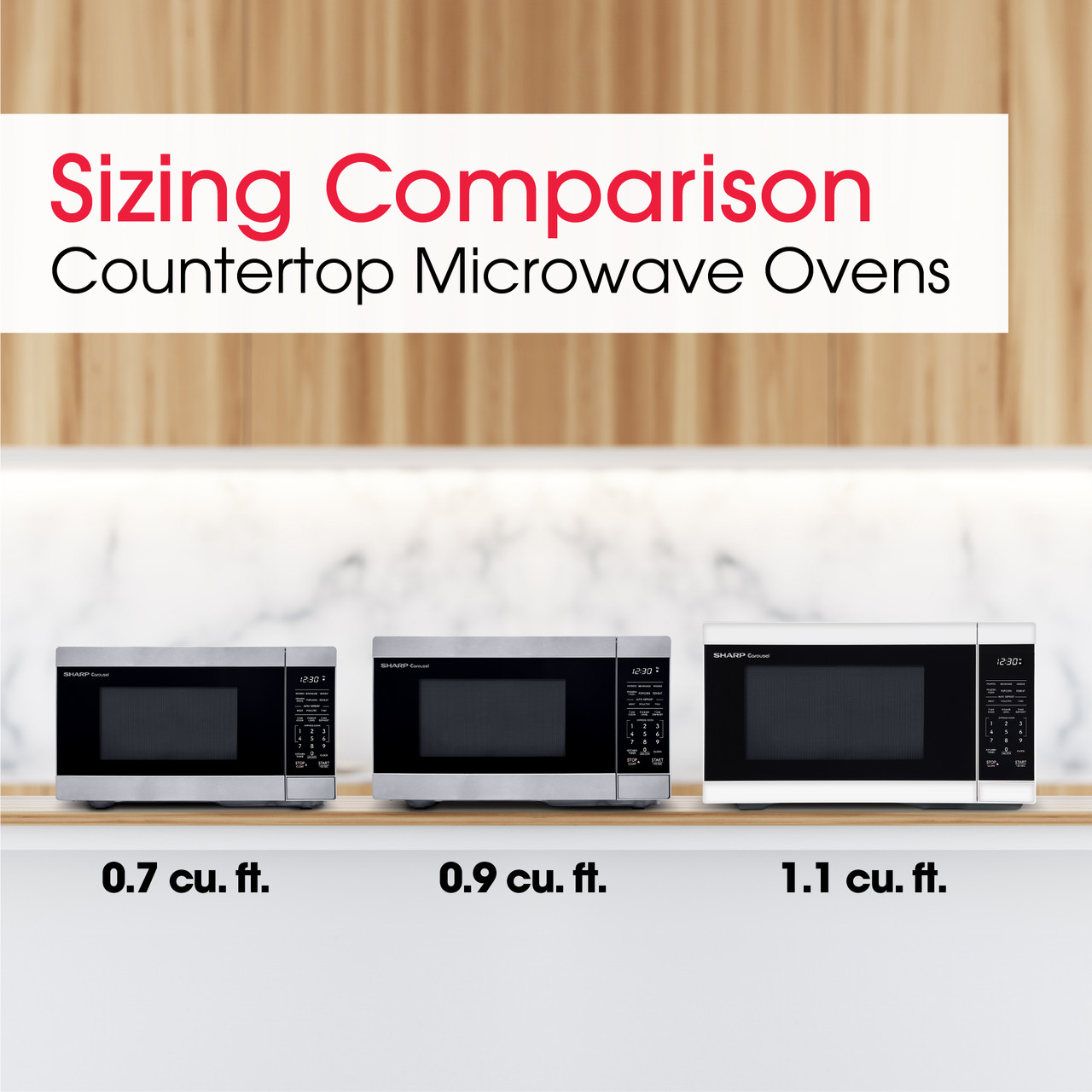 1.1 cu. ft. White Carousel Countertop Microwave Oven (SMC1161KW) size comparison infographic