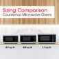 1.1 cu. ft. Smart Countertop Microwave Oven (SMC1169KS) sizing comparison infographic