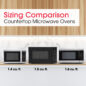 Sharp 1.4 cu. ft. Carousel Countertop Microwave (SMC1450KS) size comparison infographic