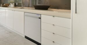 sharp dishwasher in a lifestyle kitchen
