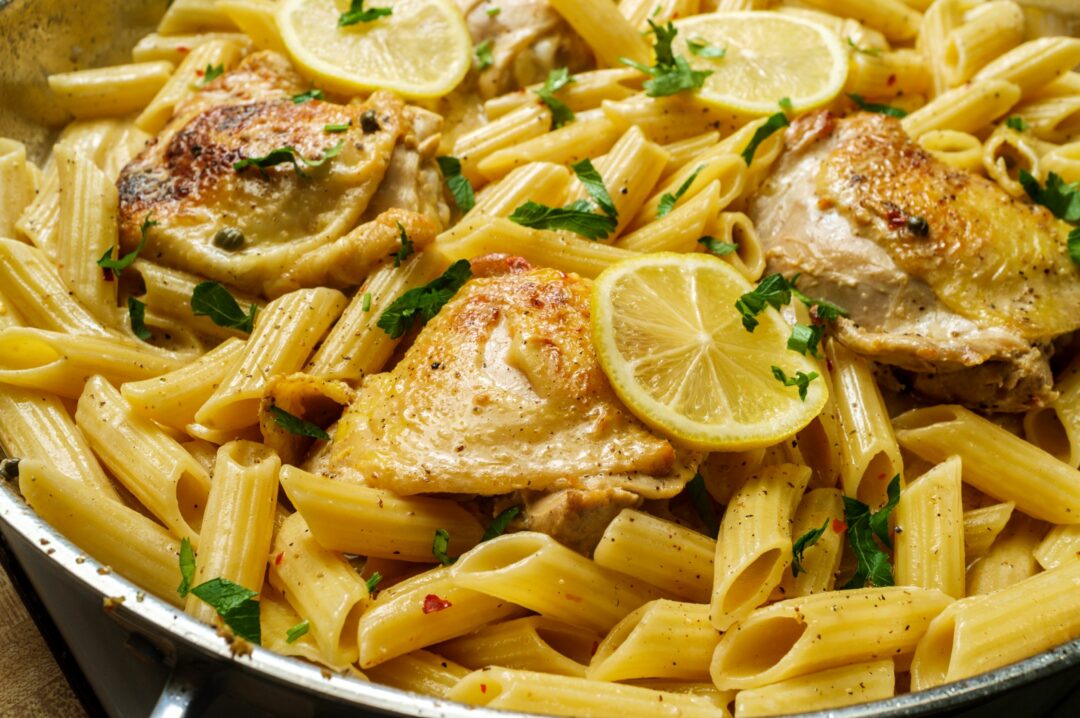 penne pasta with chicken and lemon