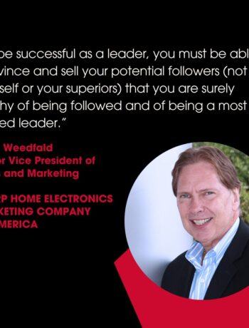 Peter Weedfald, Sharp's Senior Vice President of Sales and Marketing, quote card.