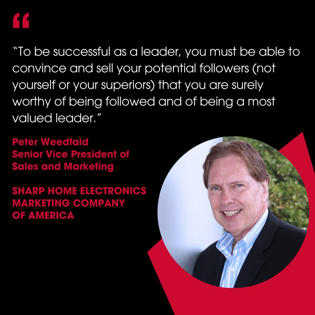 Peter Weedfald, Sharp's Senior Vice President of Sales and Marketing, quote card.