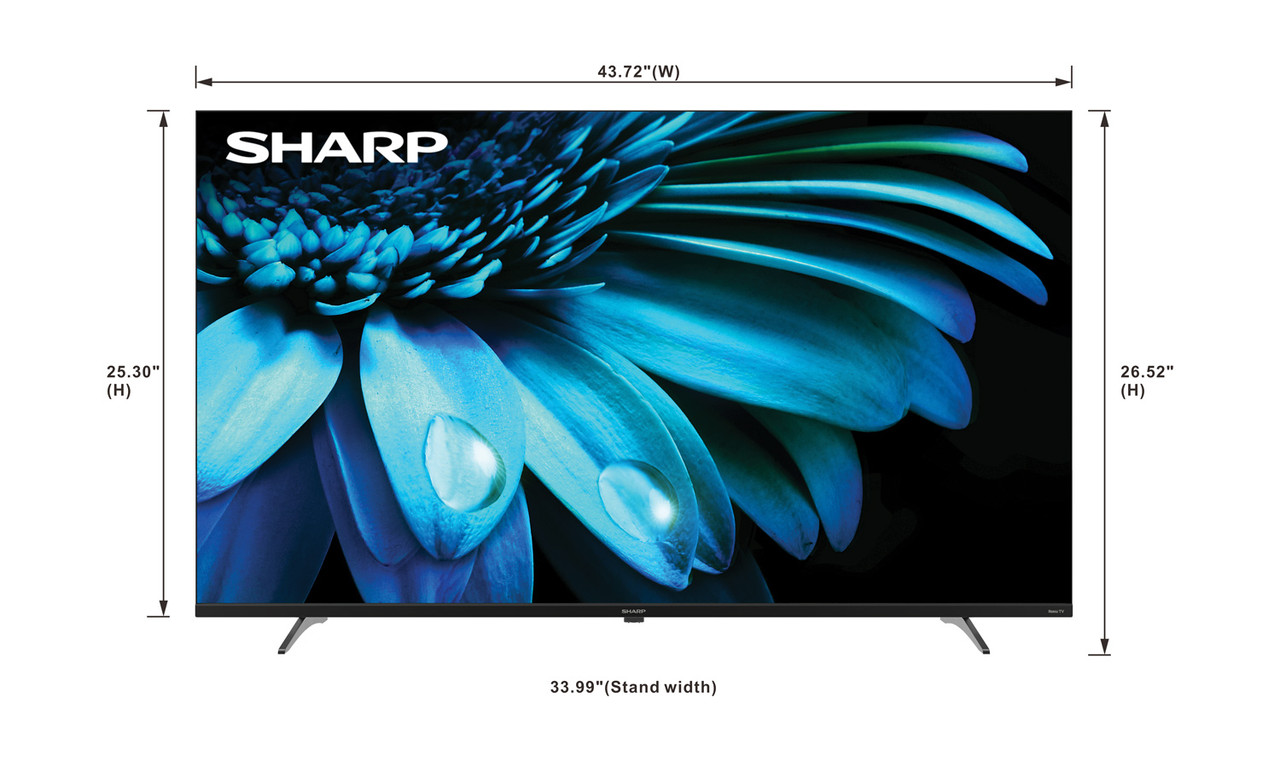 SHARP Roku TV 50" Class 4K Ultra HD with HDR10 (4T-C50EL8UR) dimensions