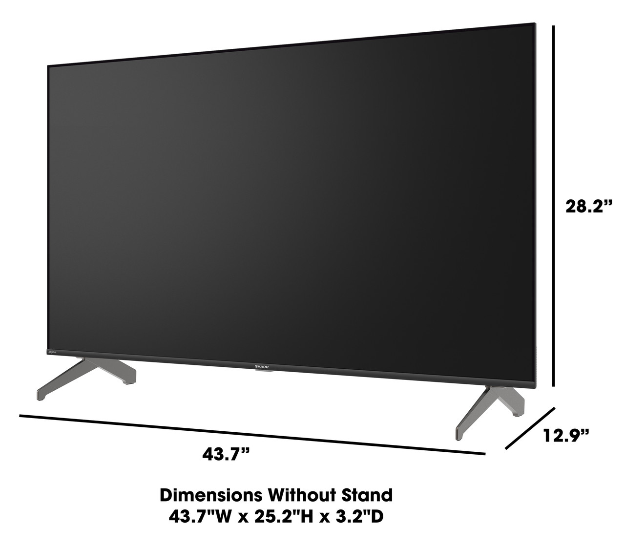Sharp AQUOS QLED 50” Class (49.5” Diag.) 4K Ultra HD Smart TV (4T-C50HP7050U) Dimensions