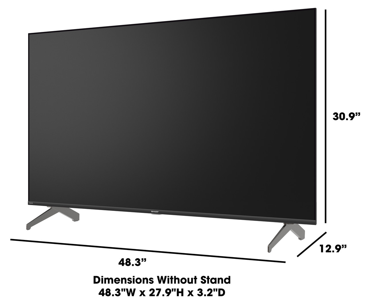 Sharp AQUOS QLED 55” Class (49.5” Diag.) 4K Ultra HD Smart TV (4T-C55HP7050U) Dimensions