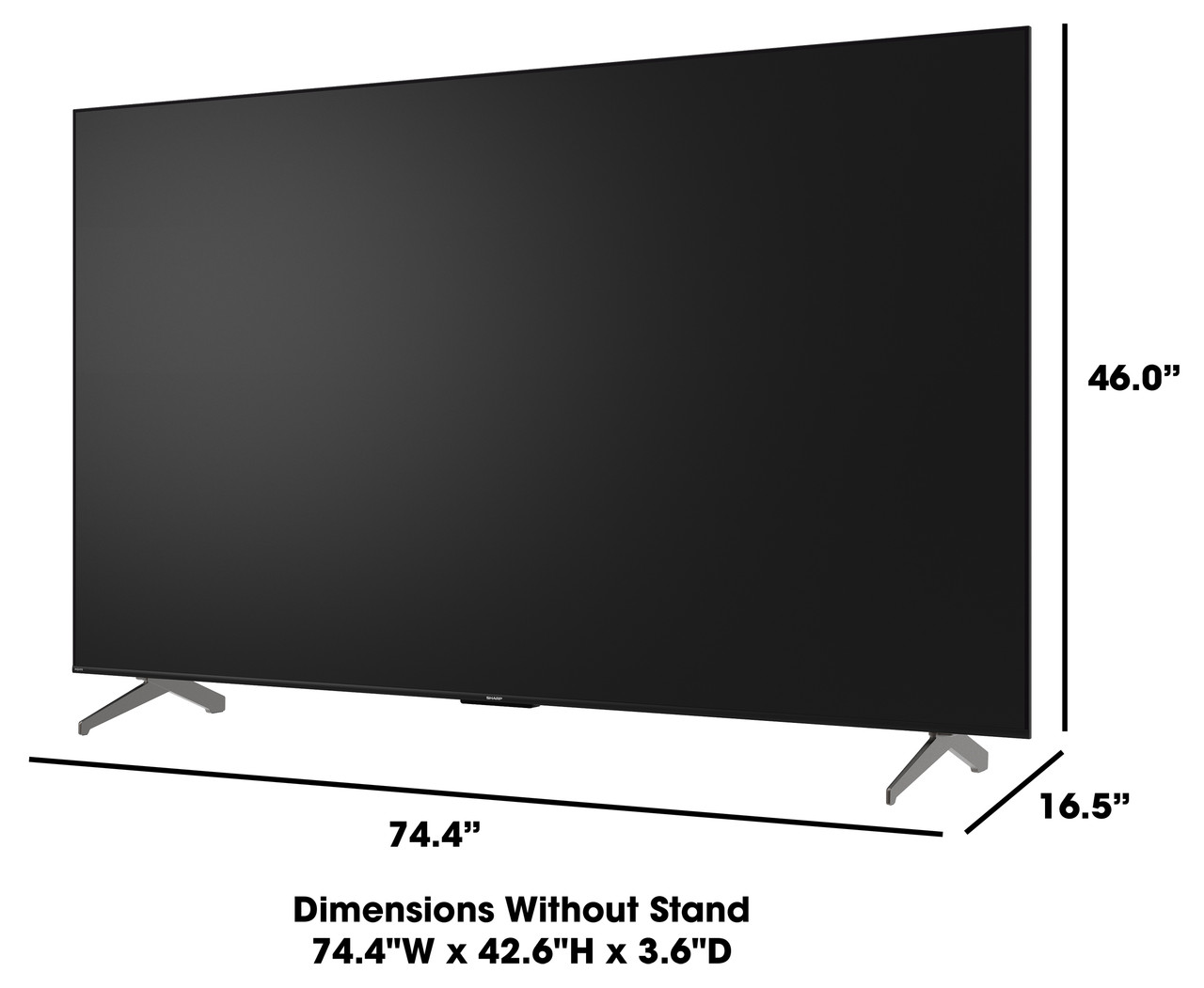 Sharp AQUOS QLED 85” Class (84.5” Diag.) 4K Ultra HD Smart TV (4T-C85HP7050U) Dimensions