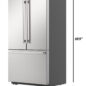 26.5 cu.ft. Counter Depth 36 in. French 3-Door Refrigerator with Internal Water Dispenser in Stainless Steel (SJF2752MS) Dimensions