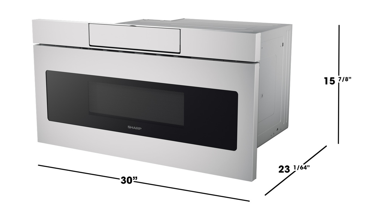 30 in. 1.2 cu. ft. 950W Sharp Stainless Steel Microwave Drawer Oven (SMD3070ASY) dimensions