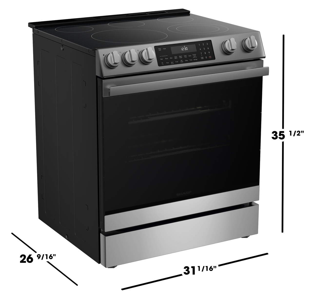 Slide-In Range with Air Fry (SSR3065JS) Dimensions