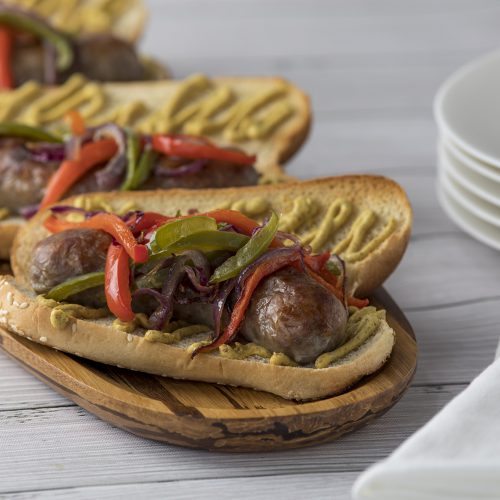 Brats with Grilled Peppers and Onions Simply Better Living